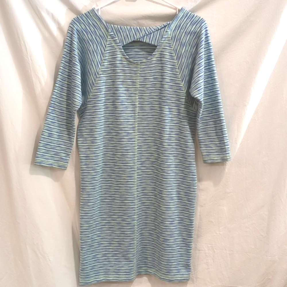 T by Talbots | Textured Knit Travel Casual Dress 3/4 Sleeves Back Twist Back | S